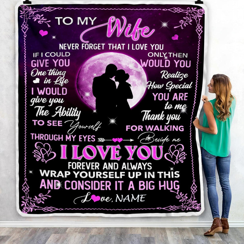 Personalized To My Wife Blanket From Husband I Love You Forever And Always Wife Valentine Christmas Wedding Anniversary Customized Fleece Blanket Blanket mockup 3 800x.jpg