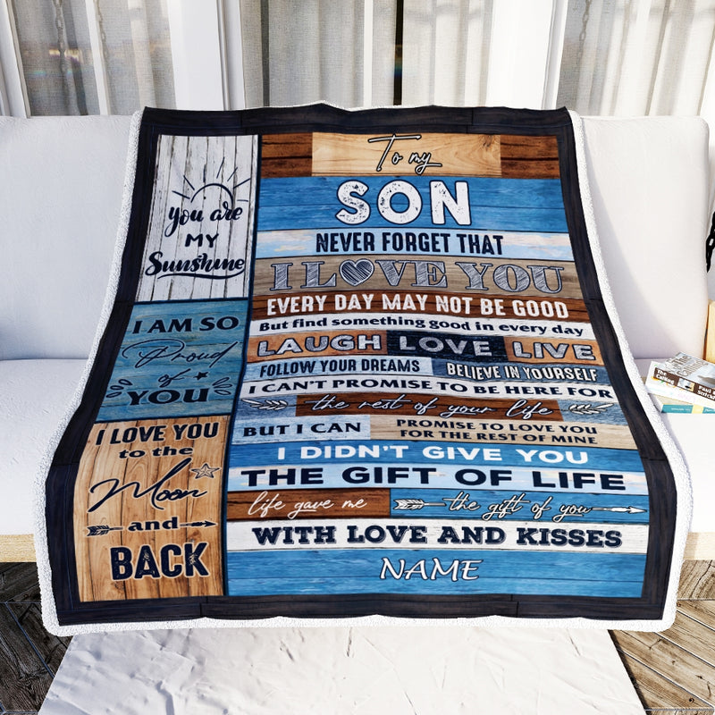 Personalized To My Son Blanket From Mom Dad I Love You Wood Son Birthday Christmas Thanksgiving Graduation Customized Fleece Blanket Blanket mockup 2 800x.jpg