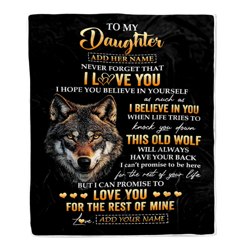 Personalized To My Daughter Gifts From Dad Father Mom Mother Blanket Old Wolf Love You Daughter Birthday Gifts Graduation Christmas Customized Fleece Blanket Blanket mockup 1 800x.jpg