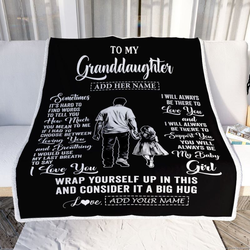 Personalized To My Granddaughter Blanket From Grandpa Papa Sometimes It s Hard Granddaughter Birthday Gifts Graduation Christmas Fleece Throw Blanket Blanket mockup 2 800x.jpg