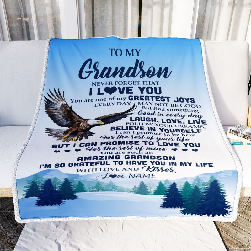Personalized To My Grandson Eagle Blanket From Grandma Never Forget That I Love You Grandson Gift Birthday Graduation Christmas Customized Fleece Throw Blanket Blanket mockup 2 800x.jpg