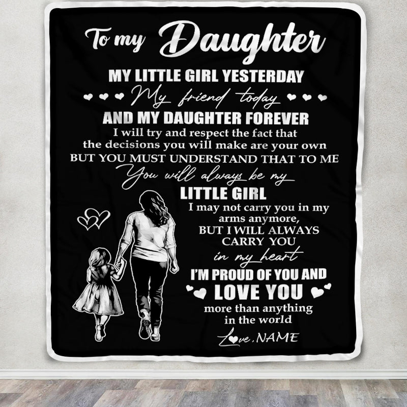 Personalized To My Daughter Blanket From Mom Mother My Little Girl My Friend Proud And Love Daughter Birthday Graduation Christmas Customized Fleece Blanket Blanket mockup 3 800x.jpg