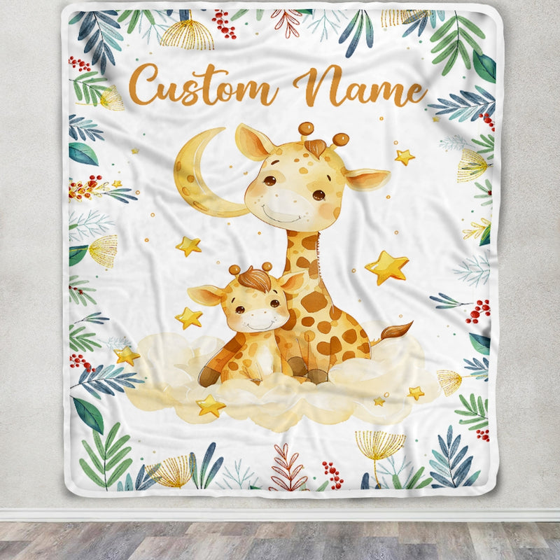 Personalized Baby Blanket with Name Custom Mom and Baby Giraffe Newborn Boy Girl Kids Son Daughter Niece Birthday Christmas Customized Fleece Blanket Blanket mockup 3 800x.jpg