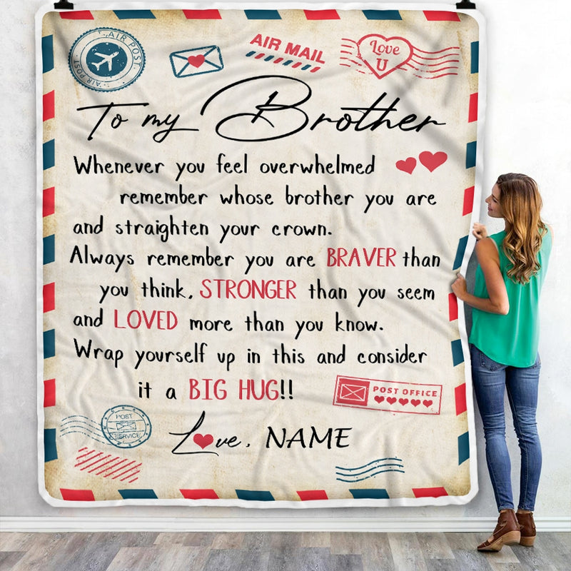 Personalized To My Brother Blanket From Sister Mail Letter Brother Birthday Graduation Christmas Customized Fleece Blanket Blanket mockup 3 800x.jpg