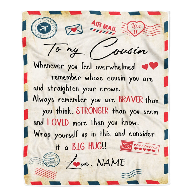 Personalized To My Cousin Blanket Mail Letter Cousin Birthday Graduation Christmas Customized Fleece Blanket Blanket mockup 1 800x.jpg
