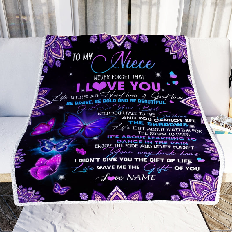 Personalized To My Niece I Love You From Aunt Auntie Uncle Butterfly Niece Birthday Christmas Thanksgiving Graduation Customized Fleece Blanket Blanket mockup 2 800x.jpg