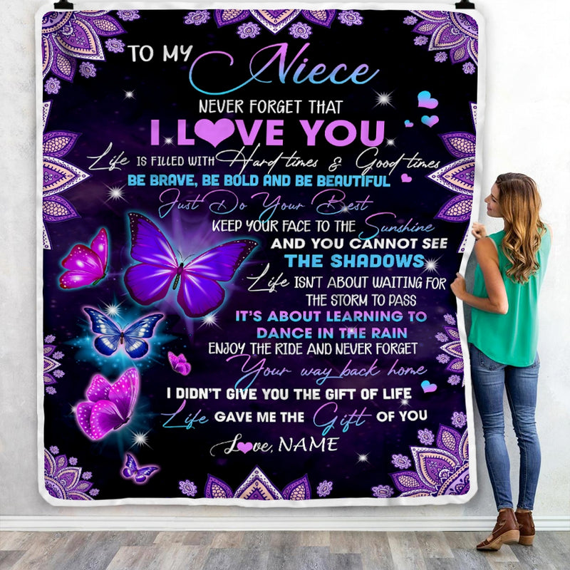 Personalized To My Niece I Love You From Aunt Auntie Uncle Butterfly Niece Birthday Christmas Thanksgiving Graduation Customized Fleece Blanket Blanket mockup 3 800x.jpg