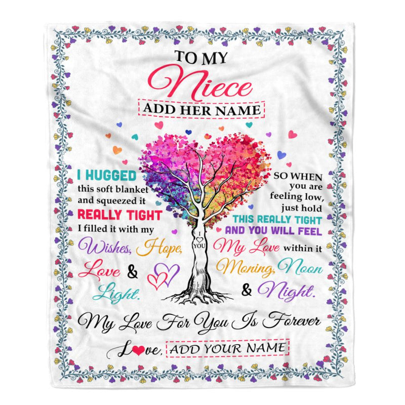 Personalized To My Niece Gifts From Aunt Uncle Auntie Hugged Blanket Birthday Gifts For Niece Graduation Christmas Customized Fleece Throw Blanket Blanket mockup 1 800x.jpg