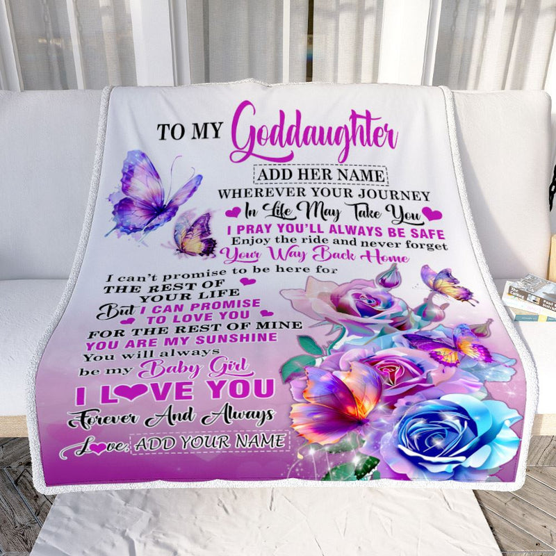 Personalized To My Goddaughter Blanket From Godmother Wherever Your Journey In Life Butterfly Goddaughter Birthday Gifts Christmas Customized Fleece Blanket Blanket mockup 2 800x.jpg