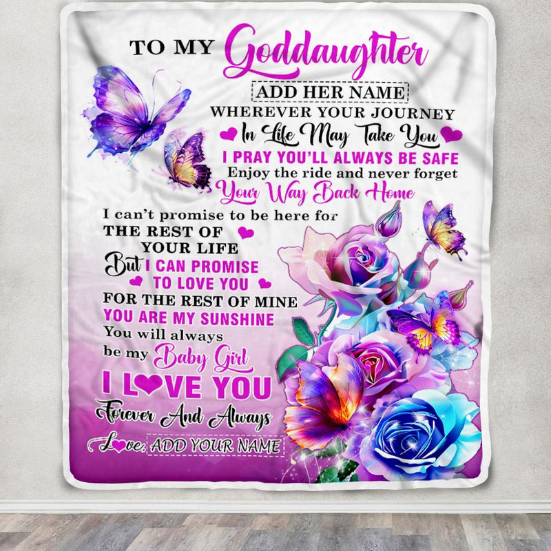 Personalized To My Goddaughter Blanket From Godmother Wherever Your Journey In Life Butterfly Goddaughter Birthday Gifts Christmas Customized Fleece Blanket Blanket mockup 3 800x.jpg
