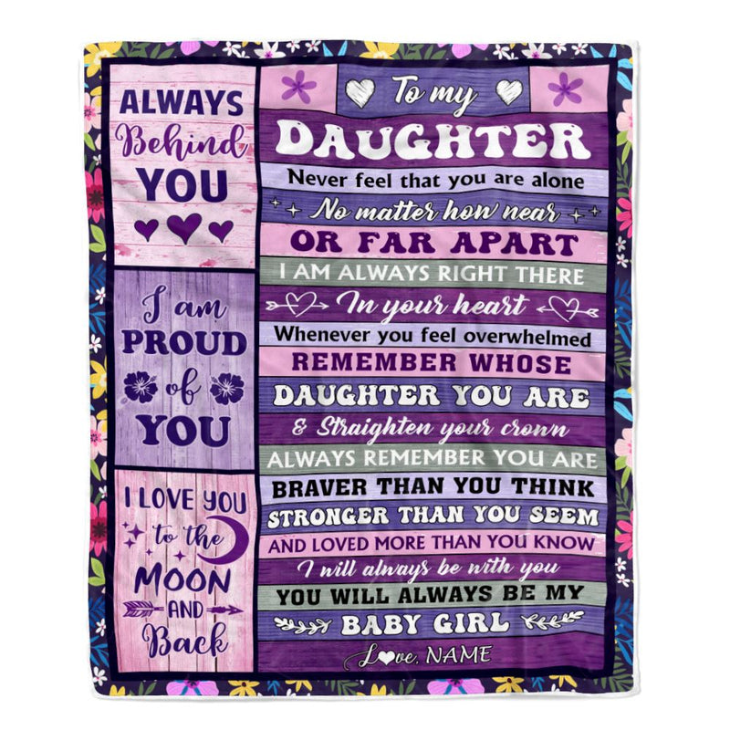Personalized To My Daughter Gifts Blanket From Mom Dad Wood Never Feel Alone Daughter Gifts Birthday Graduation Christmas Customized Fleece Throw Blanket Blanket mockup 1 800x.jpg