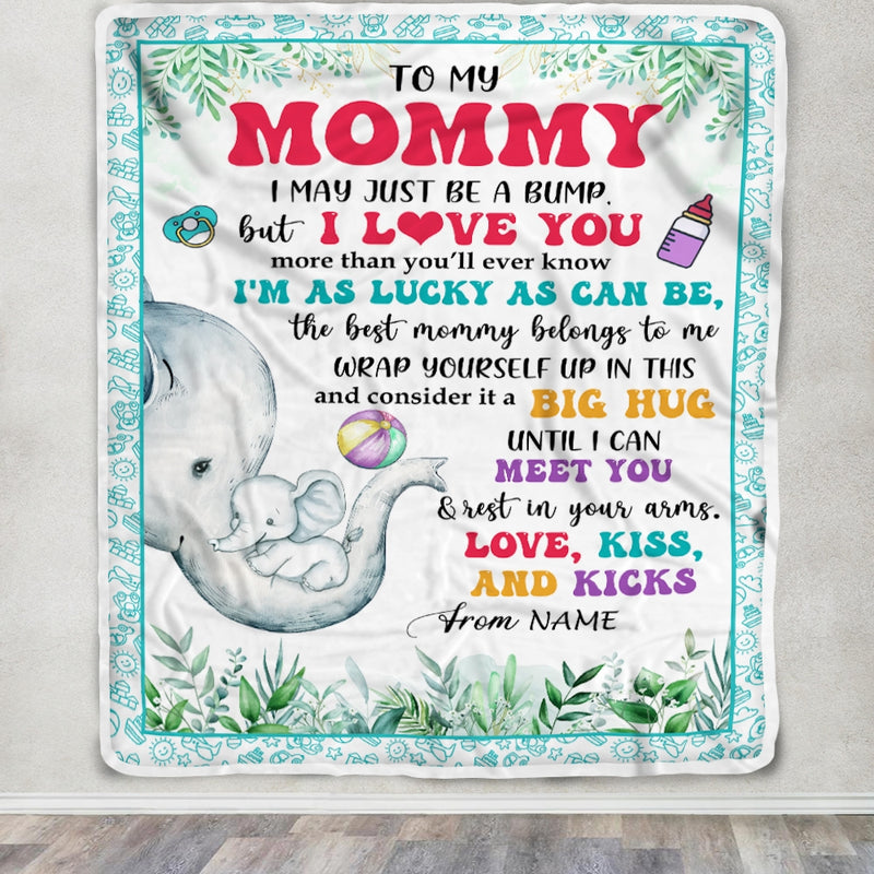 Personalized To My Mommy Blanket From Baby First Time Mom Elephant I May Just Be A Bump Happy 1st Mothers Day Custom Baby Name Customized Bed Fleece Blanket Blanket mockup 3 800x.jpg