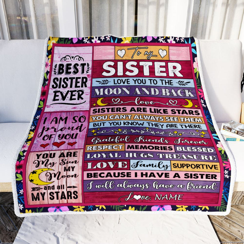 Personalized To My Sister Blanket From Brother Sister Like A Stars Friends Birthday Anniversary Day Graduation Christmas Customized Bed Fleece Throw Blanket Blanket mockup 2 800x.jpg