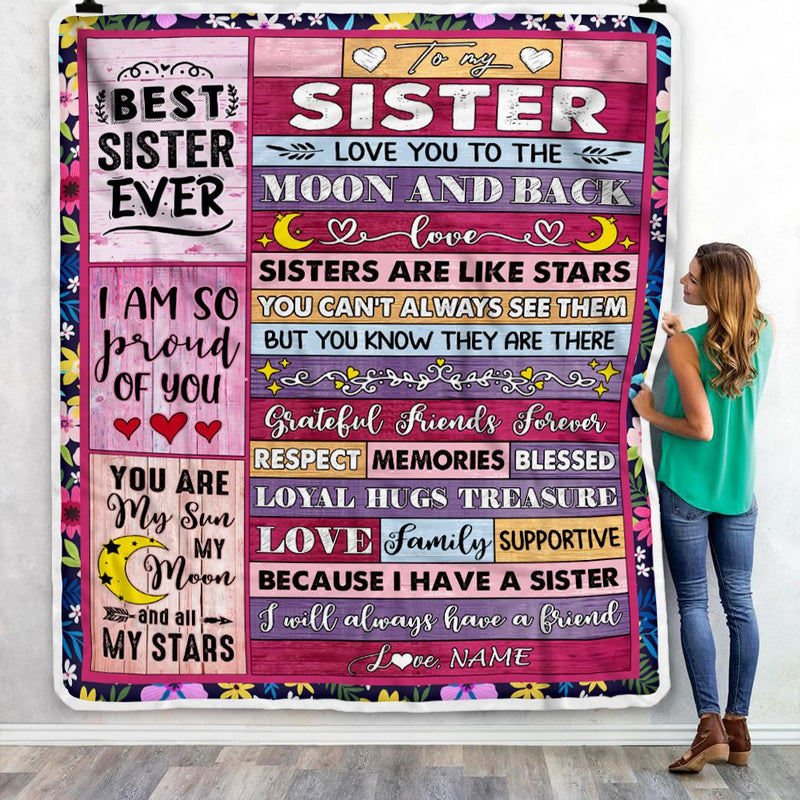Personalized To My Sister Blanket From Brother Sister Like A Stars Friends Birthday Anniversary Day Graduation Christmas Customized Bed Fleece Throw Blanket Blanket mockup 3 800x.jpg
