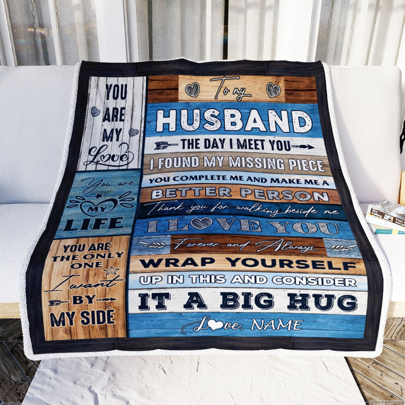 Personalized To My Husband Blankets From Wife You Are My Love It A Big Hug Husband Birthday Valentine s Day Christmas Customized Fleece Blanket Blanket mockup 2 800x.jpg