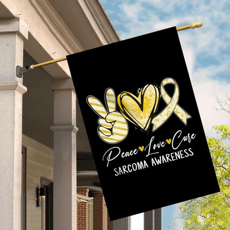 Peace Love Cure Yellow Ribbon Sarcoma Awareness Flag House Flag mockup 2 800x.jpg
