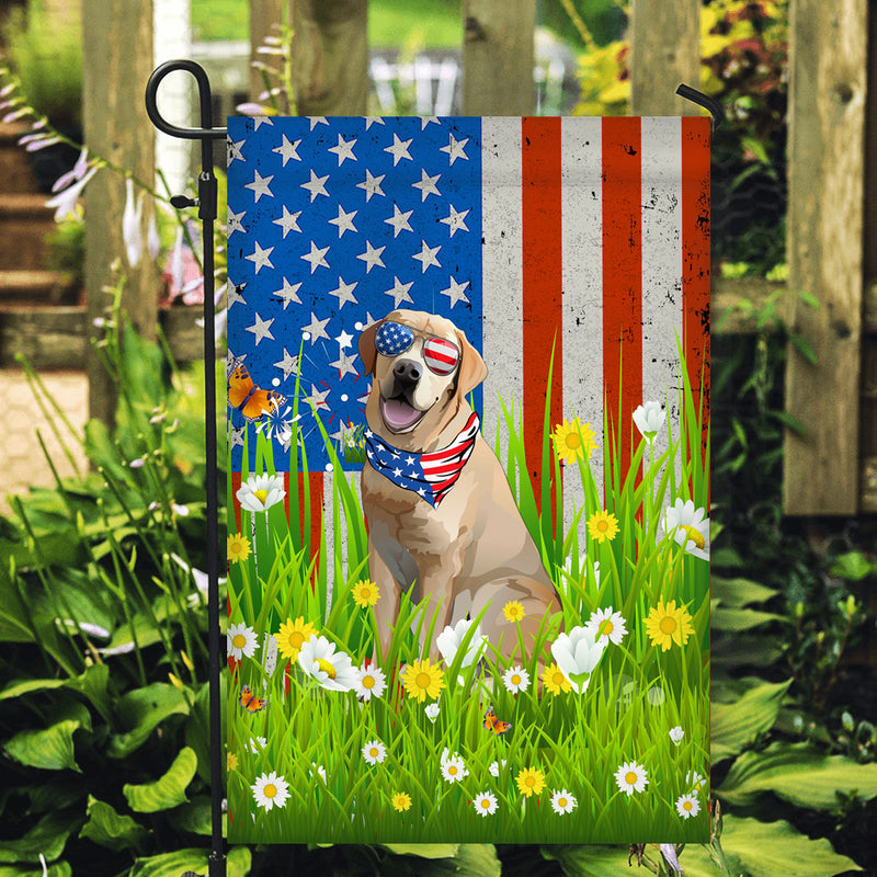 Labrador American USA Flag 4th of July Dog Lover On Independence Day Garden Flag mockup 2 800x.jpg