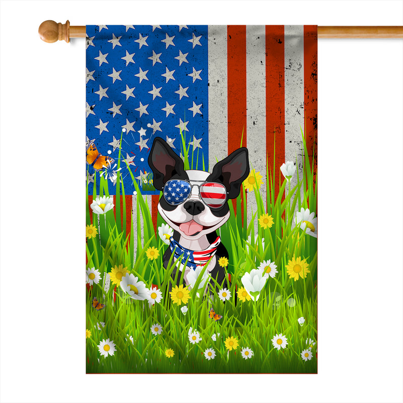 Boston Terrier American USA Flag 4th of July Dog Lover On Independence Day House Flag mockup 1 800x.jpg