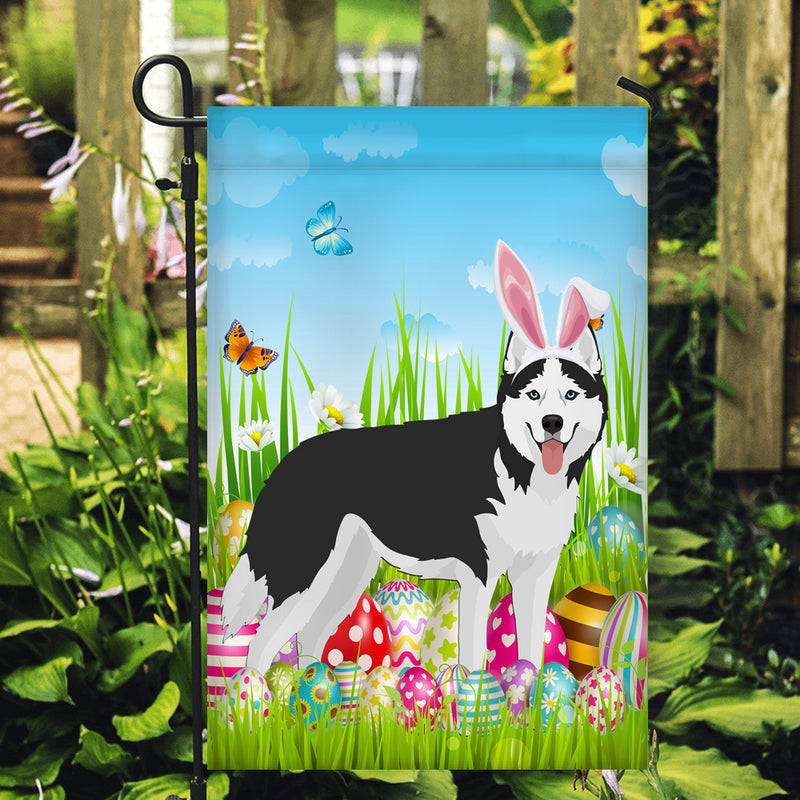 Siberian Husky Happy Easter Day Holiday Flag Funny Dog Dog Wear Bunny Ears Headband Cute for Home Decor Garden Flag mockup 2 800x.jpg