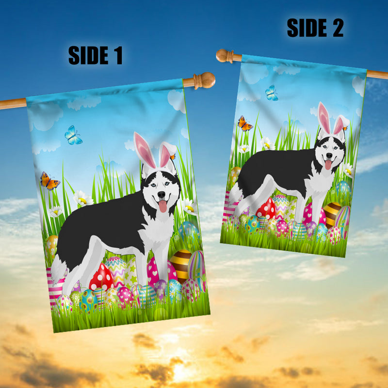 Siberian Husky Happy Easter Day Holiday Flag Funny Dog Dog Wear Bunny Ears Headband Cute for Home Decor House Flag mockup 3 800x.jpg