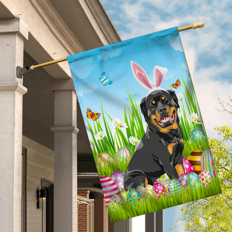 Rottweiler Happy Easter Day Holiday Flag Funny Dog Dog Wear Bunny Ears Headband Cute for Home Decor House Flag mockup 2 800x.jpg