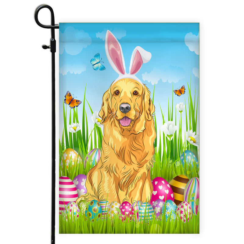 Golden Retriever Happy Easter Day Holiday Flag Funny Dog Dog Wear Bunny Ears Headband Cute for Home Decor Garden Flag mockup 1 800x.jpg