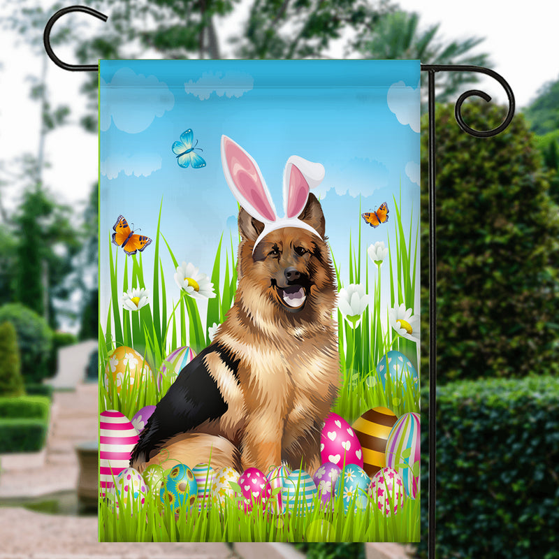 German Shepherd Happy Easter Day Holiday Flag Funny Dog Dog Wear Bunny Ears Headband Cute for Home Decor Garden Flag mockup 3 800x.jpg