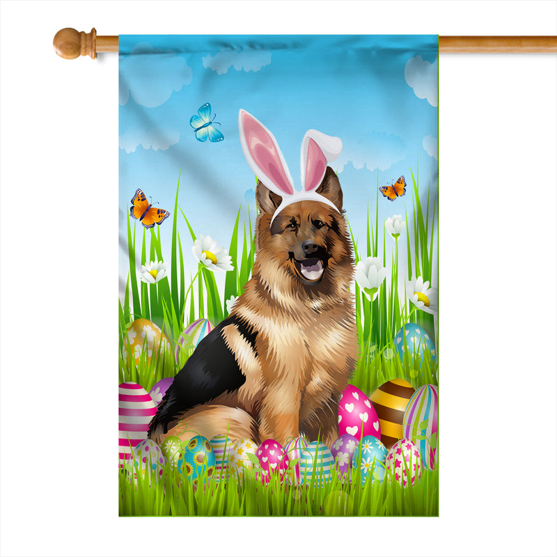 German Shepherd Happy Easter Day Holiday Flag Funny Dog Dog Wear Bunny Ears Headband Cute for Home Decor House Flag mockup 1 800x.jpg