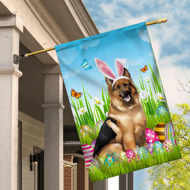 German Shepherd Happy Easter Day Holiday Flag Funny Dog Dog Wear Bunny Ears Headband Cute for Home Decor House Flag mockup 2 800x.jpg