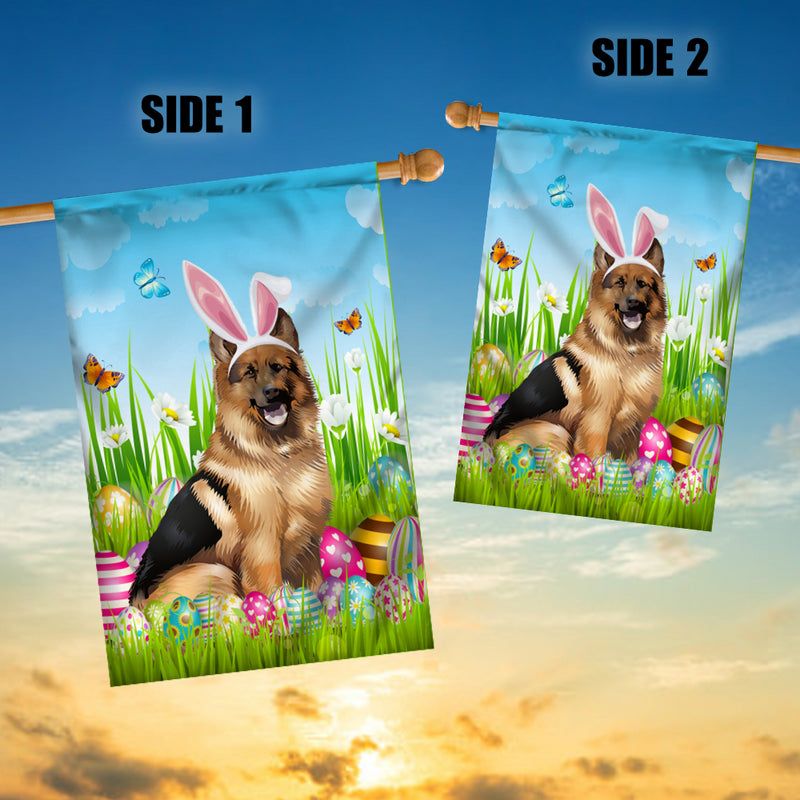 German Shepherd Happy Easter Day Holiday Flag Funny Dog Dog Wear Bunny Ears Headband Cute for Home Decor House Flag mockup 3 800x.jpg