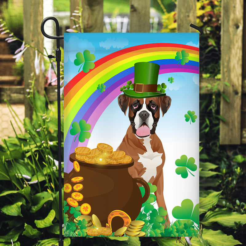 Boxer St Patrick s Day Dog Flag Funny Peeking Dog Wear Green Hat Golden Pot Coin Shamrock Rainbow Spring Banner for Home Decor Garden Flag mockup 2 800x.jpg