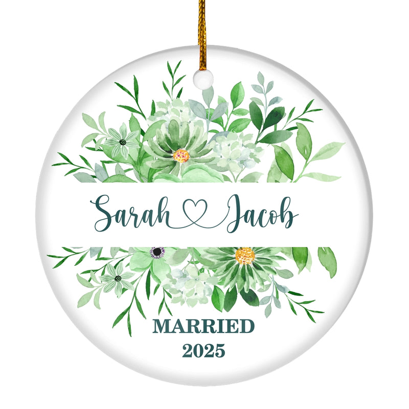 Personalized Wedding Ornament First Christmas Wedding Newlywed Couple First Married Custom Name Decoration 22 Customized Christmas Tree Ornament Circle Ornament Mockup 1 800x.jpg