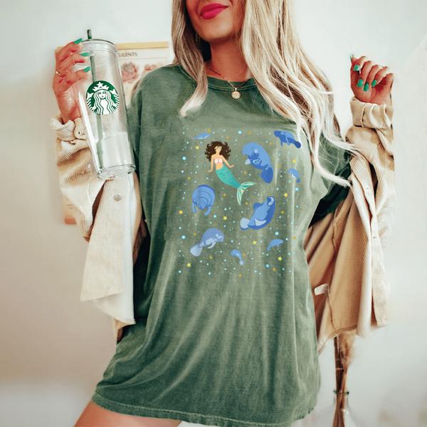 mermaid manatee seashells summer party sea princess girl womens oversized comfort colors t shirt 20250320135800 p2rj4wzj s4.jpg