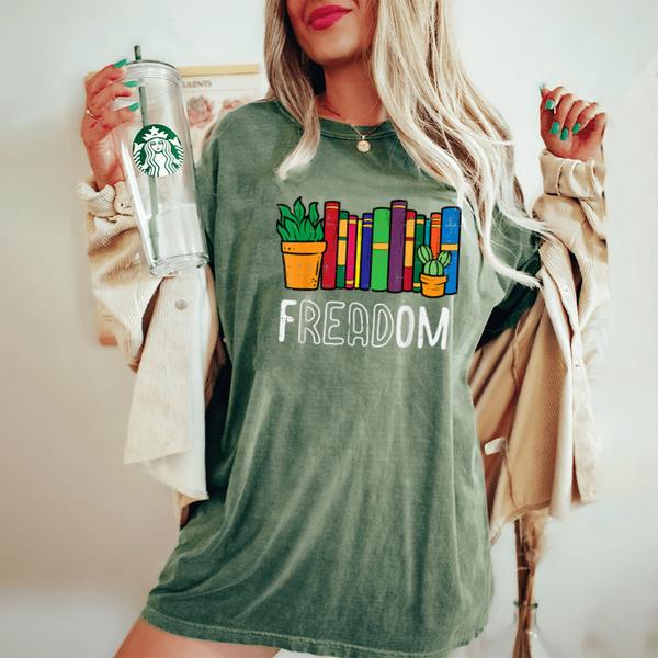 reading freadom freedom book lover bookworm men women kids womens oversized comfort colors t shirt 20250320121222 yggzr55i s4.jpg