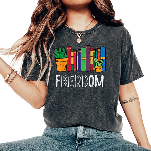 reading freadom freedom book lover bookworm men women kids womens oversized comfort colors t shirt 20250320121222 yggzr55i s4 5.jpg
