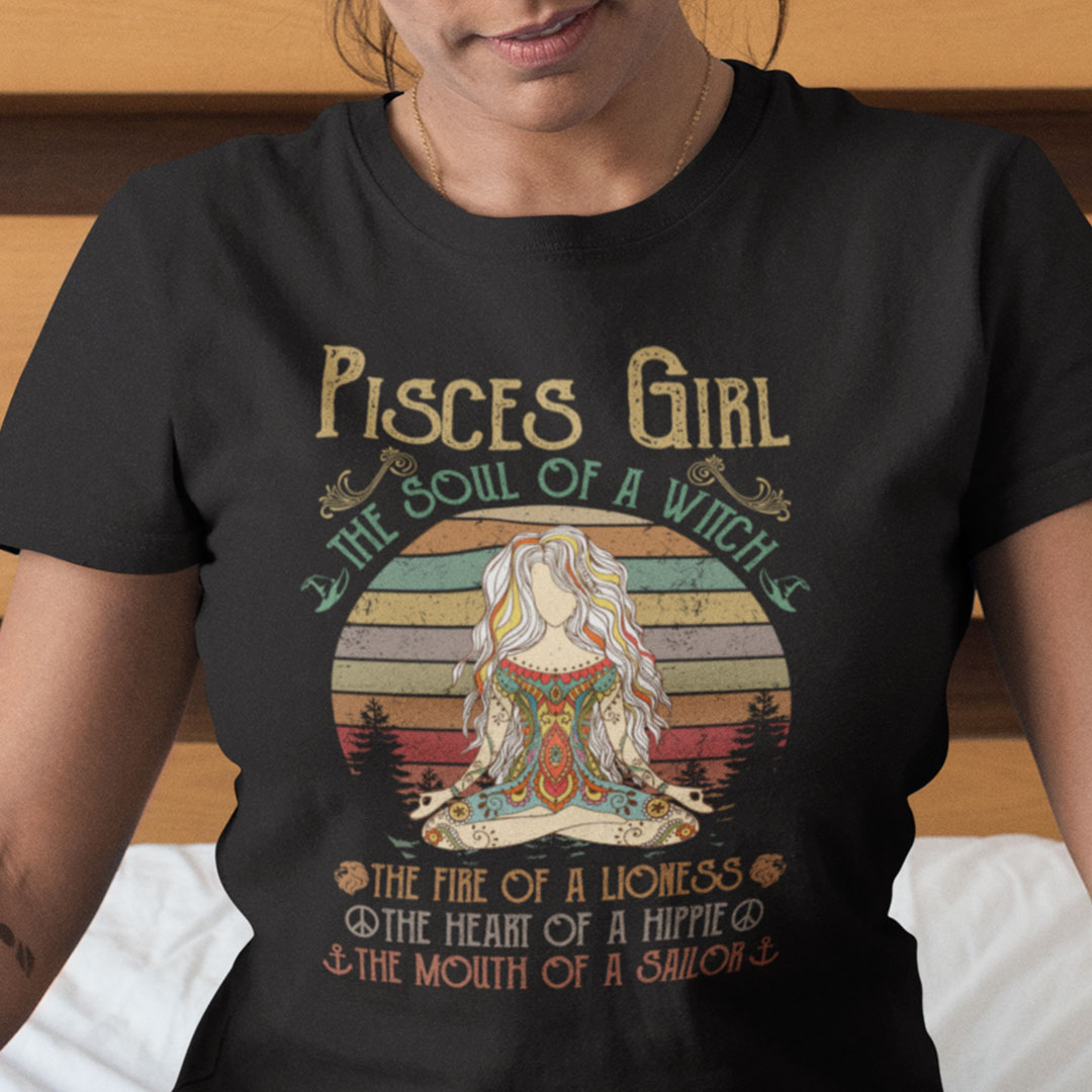 Yoga Pisces Girl Shirt The Soul Of A Witch Vintage main.jpg