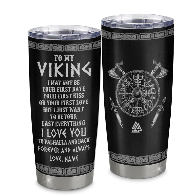 Personalized To My Viking Tumbler I Love You To Valhalla And Back Husband Boyfriend Men Her Him Birthday Anniversary Valentines Day Christmas Travel Mug Tumbler mockup 1 800x.jpg