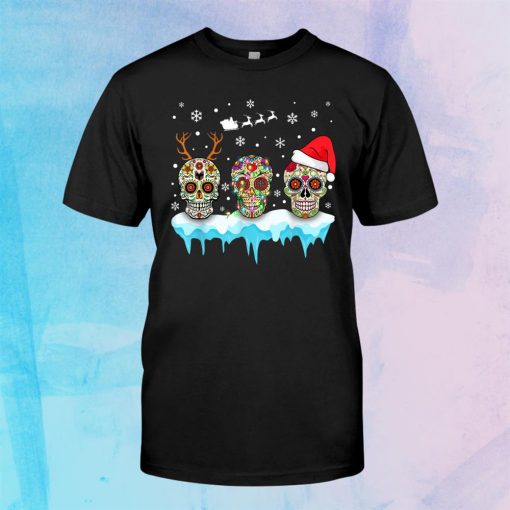 skulls christmas funny skulls wear santa hat reindeer shirt 1 510x510 1.jpg