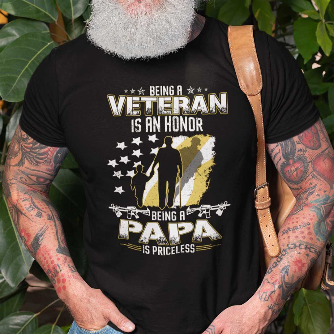 Veteran Dad Shirt Veteran Honor Being A Papa Is Priceless c.jpg