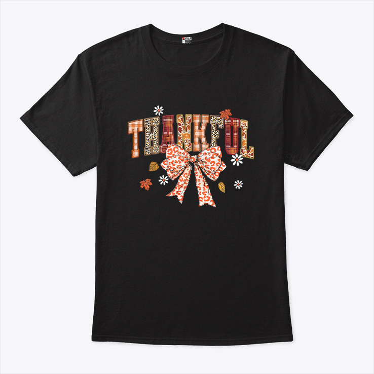 Thankful Leopard Plaid Thanksgiving T Shirt 3.jpg