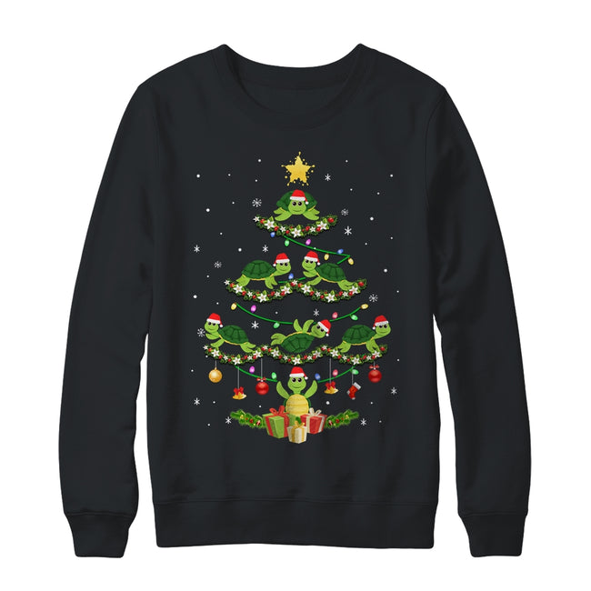 Sea Turtles Lover Xmas Gift Sea Turtle Christmas Tree Crewneck Sweatshirt Black 650x.jpg