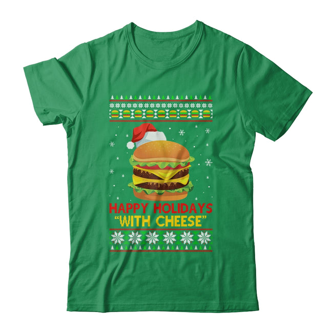 Happy Holidays With Cheese Christmas Cheeseburger Gift Classic T Shirt Irish Green 650x.jpg