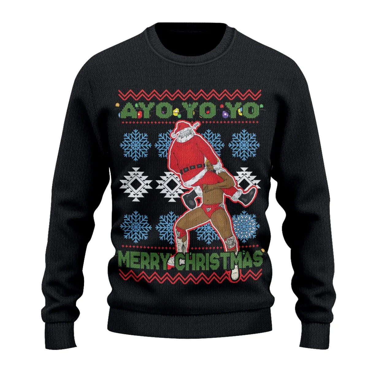 Ayo Yo Yo Merry Christmas Wrestling Ugly Christmas Sweater 2.jpg
