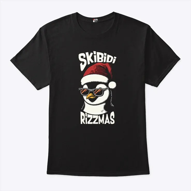 Skibidi Rizzmas Gen Alpha Slang Christmas Penguin T Shirt 3.jpg
