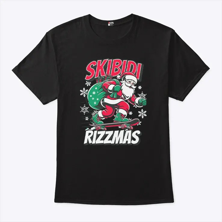 Skibidi Rizzmas Santa Clause Skating Board Xmas T Shirt 3.jpg