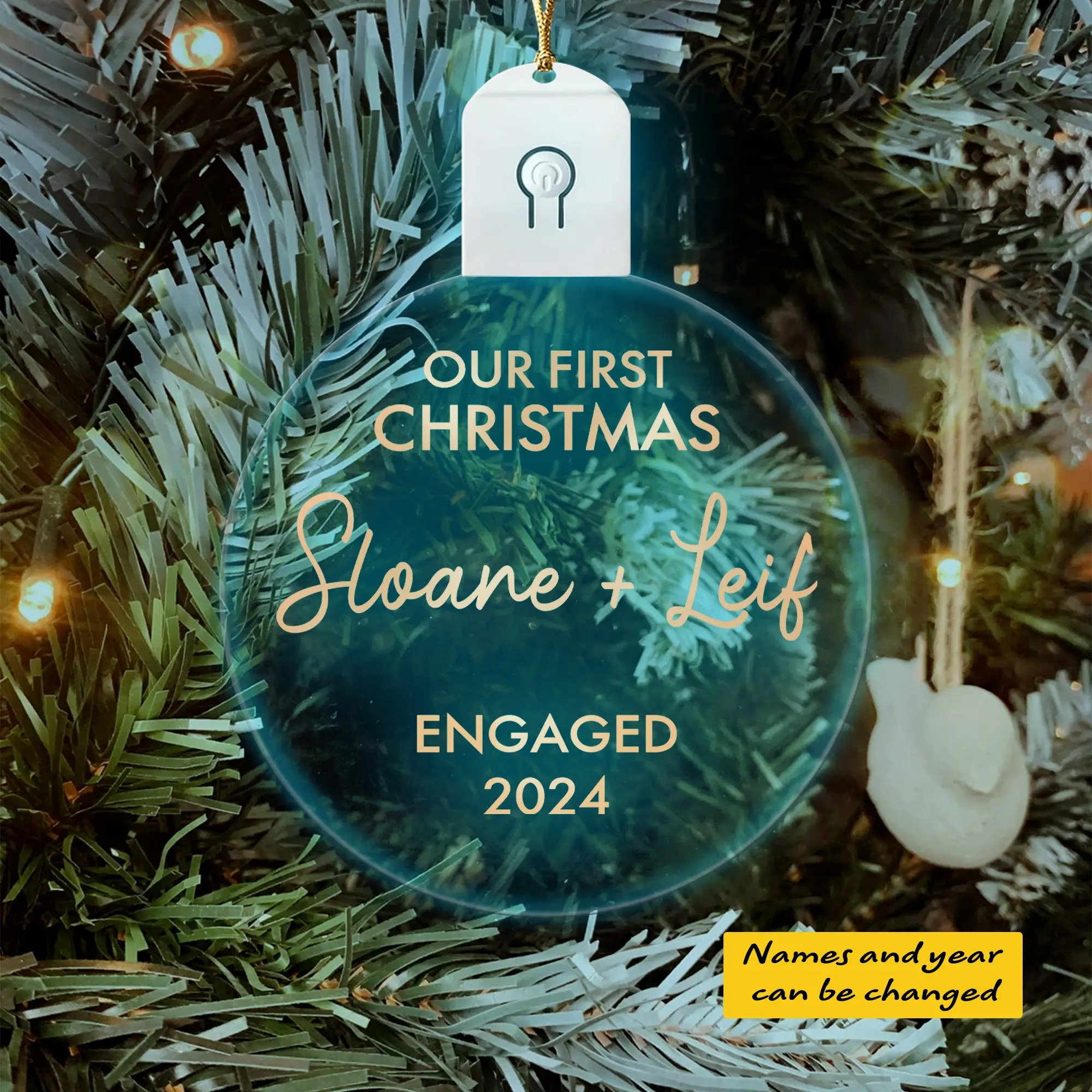 Our First Christmas Engaged Personalized Led Acrylic Ornament.jpg