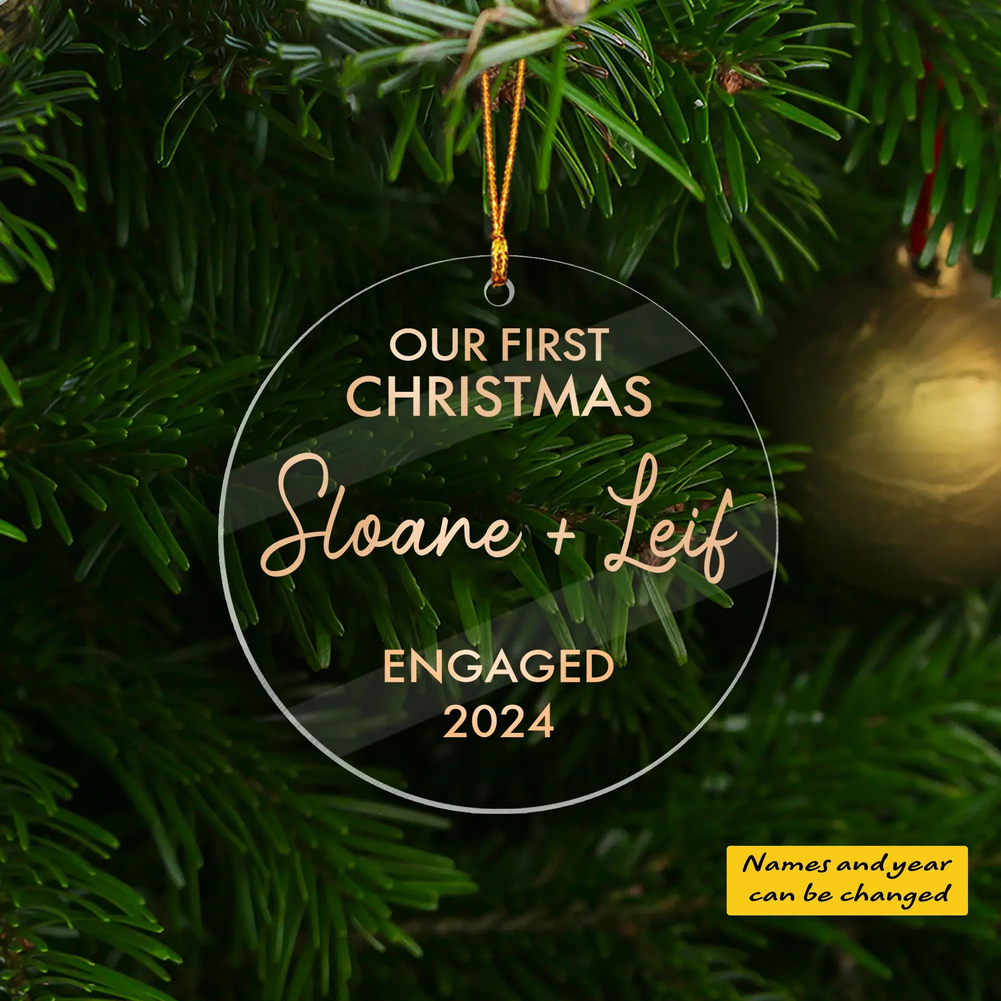 Our First Christmas Engaged Personalized Acrylic Ornament 3.jpg