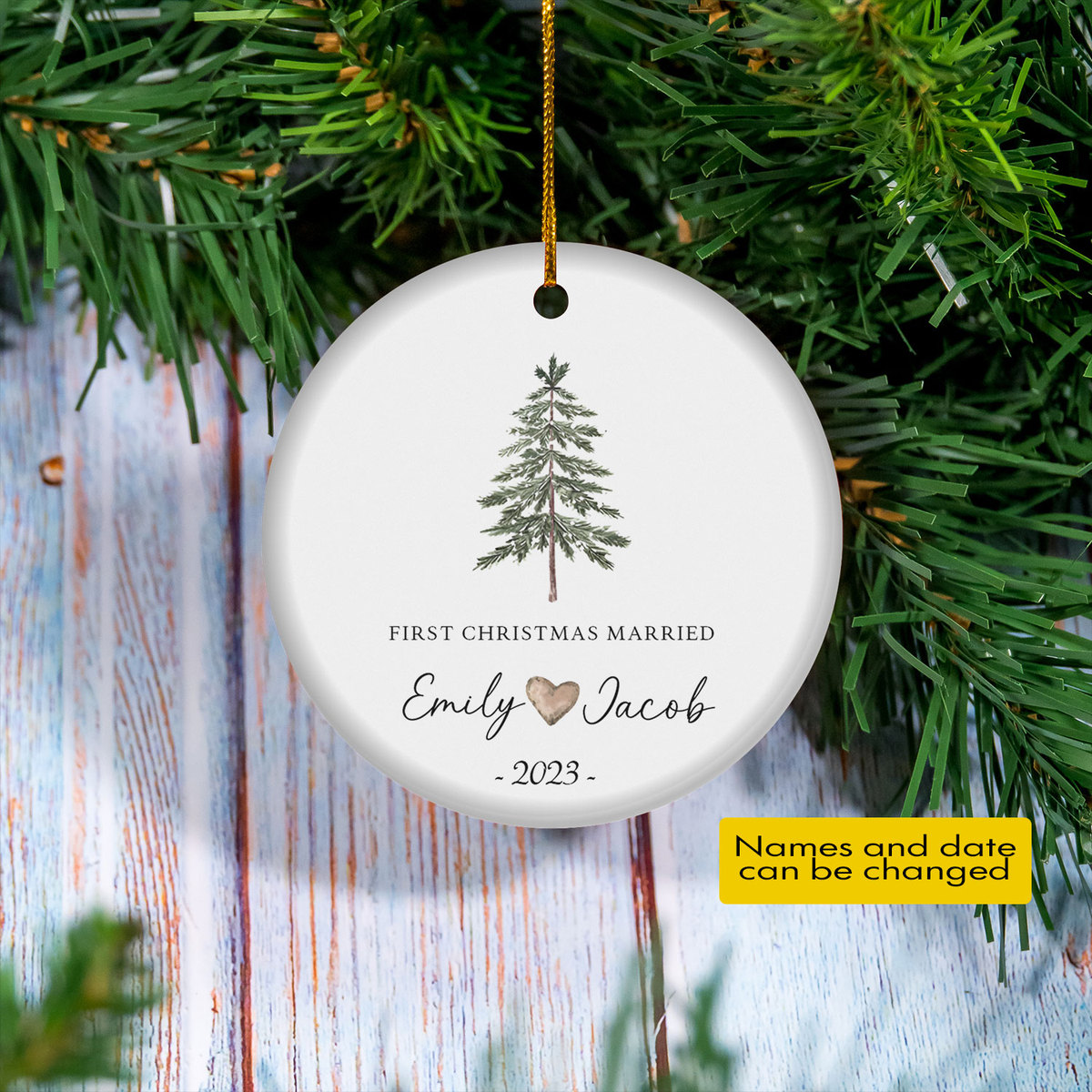 First Christmas Married Personalized Ornament.jpg