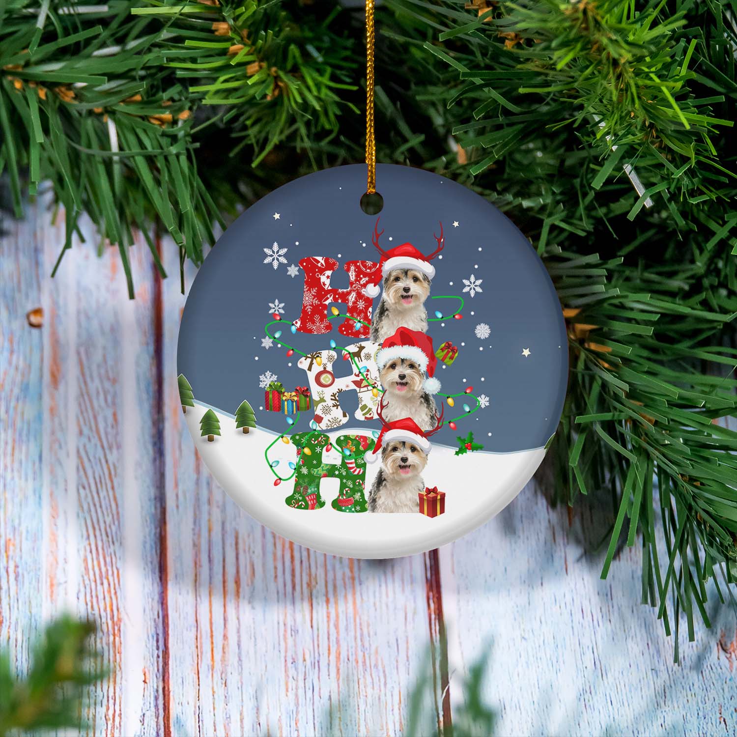 Ho Ho Ho Santa Elf Reindeer Yorkshire Christmas Ornament.jpg