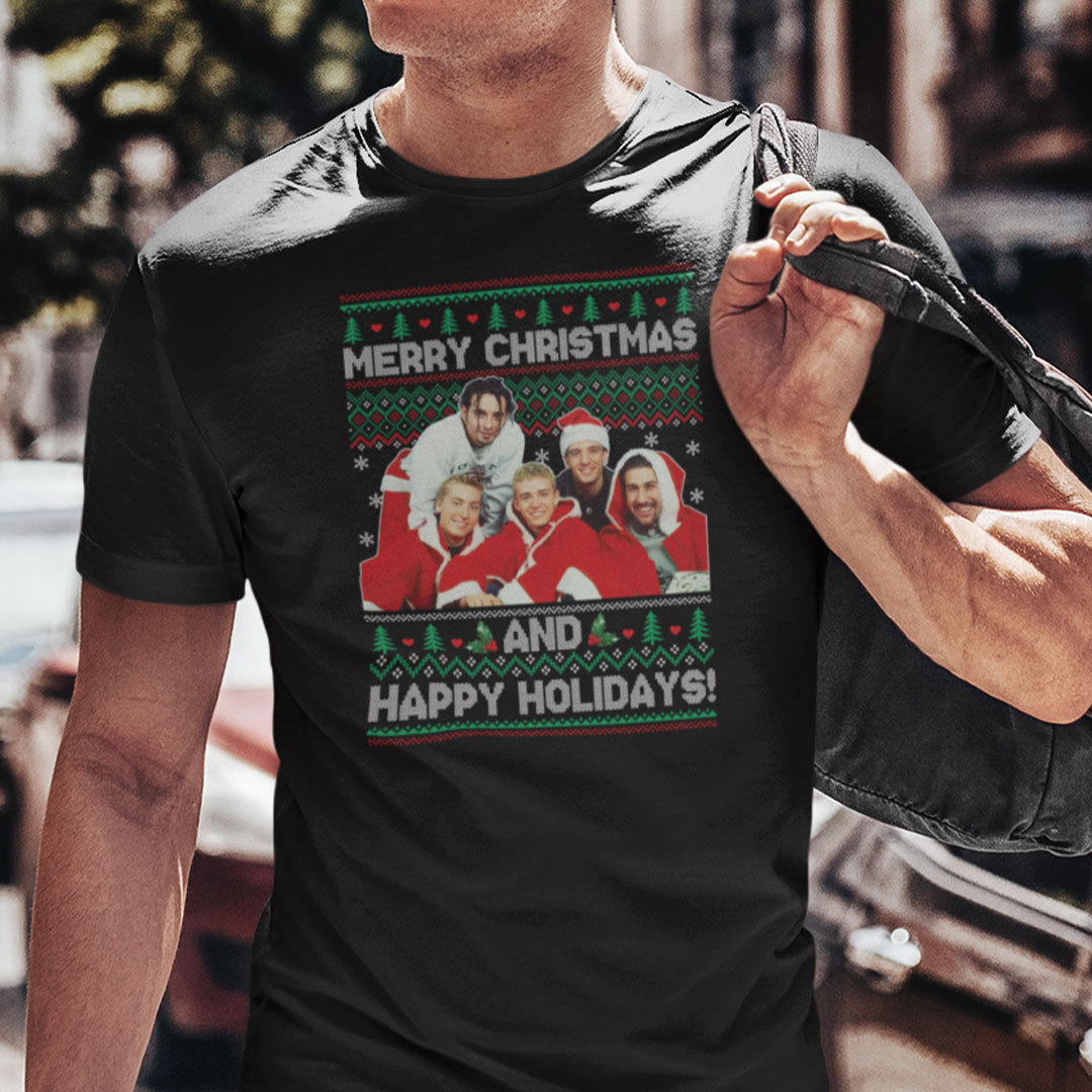 NSYNC Christmas Shirt Merry Christmas And Happy Holidays Ugly Christmas Tee.jpg